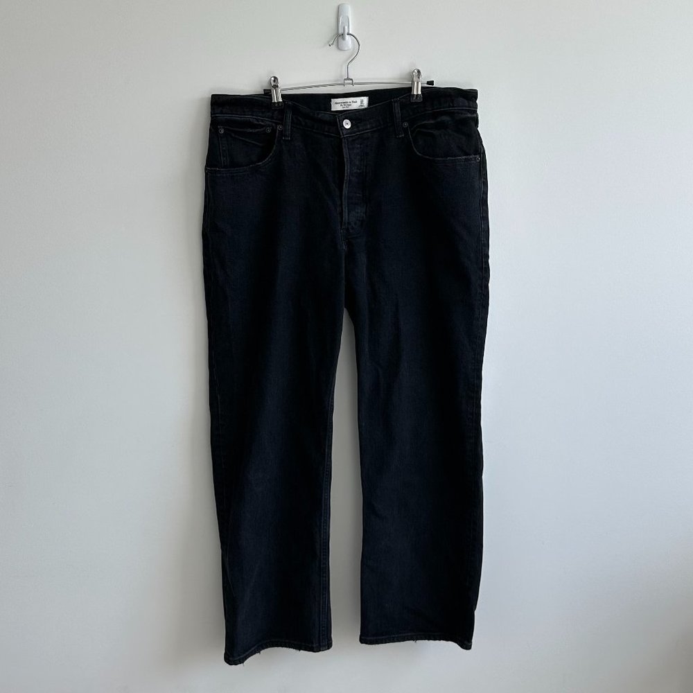 Abercrombie & Fitch The 90s Baggy Low Rise Jeans Sz 32 Sz 14 Black Color